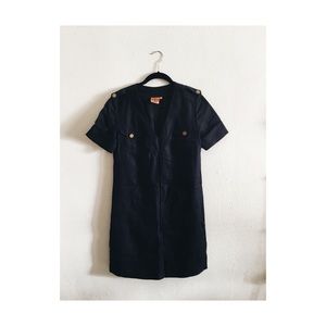 Navy blue linen dress
